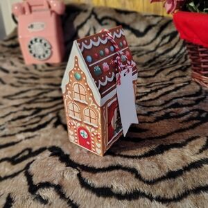 Gingerbread House Gift Box - Brown and Red Name Tags